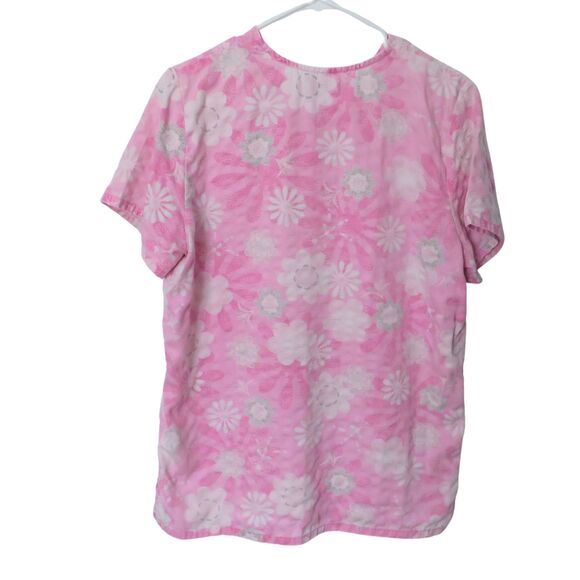 Tafford Scub Top Women Pink Small Floral Pattern & Large Pockets Comfortable Fit - Picture 4 of 9